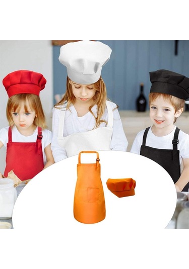 Suntek Çocuk Önlüğü Chef Şapka Seti Crafting Pişirme