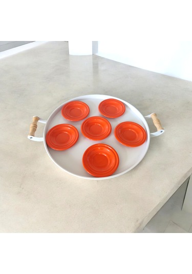 Çay Tabağı-bardak Altlığı-metal Turuncu Çay Tabağı-paslanmaz K Turuncu