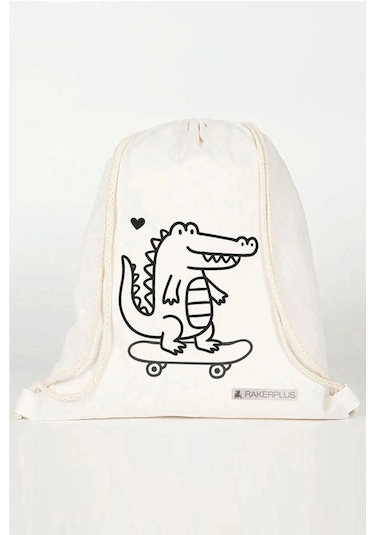 Rakerplus Tbons Özel Tasarım 35x40 Cm Unisex Ham Bez Büzgülü Sırt Ayakkabı Çantası Natural