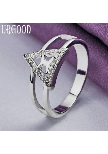 925 Ayar Gümüş Üçgen Yüzük Hediye Moda Takı