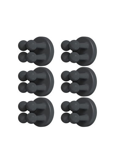 Springsun 6'lı Silikon Diş Fırçası Askısı - Duş, Banyo Ve Mutfak İçin Yapışkanlı Çok Amaçlı Kanca Siyah