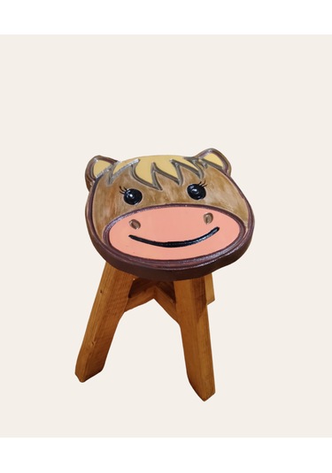 Sevimli Sıpa Ahşap El Yapımı Çocuk Taburesi