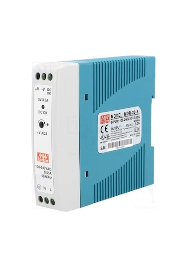 Meanwell Mdr-20-5 ,110v..220vac 5vdc/3a Güç Kaynağı Mavi - Beyaz