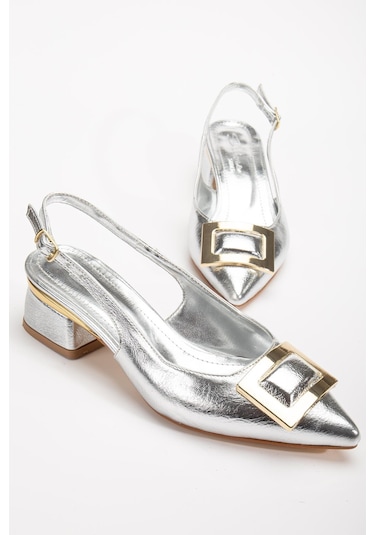 Suins Shoes Suins Milina Model Kadın Orta Topuklu Ayakkabı Gümüş