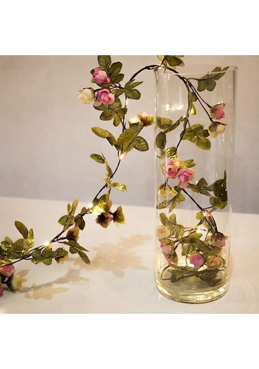 Dancemonkey Dekoratif Yapay Çiçekli Asma Led Dize Peri Işıkları 545872499 , Gölgeli Peri Işıkları 1 Adet Polisilikon 2v