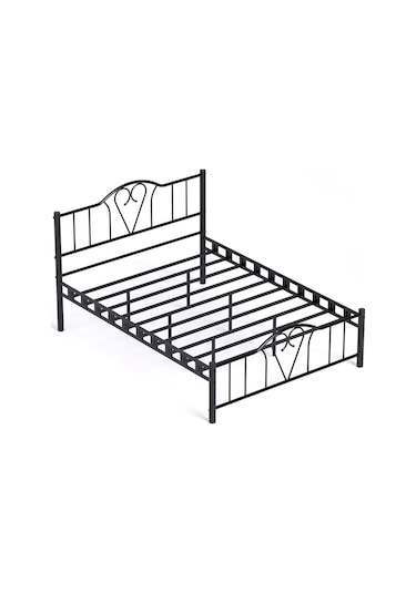 Argimo Orkide Çift Kişilik Ferforje Metal Karyola Siyah 150 x 200