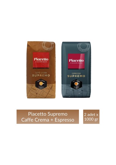 Piacetto Cafe Crema Ve Espresso Supremo Çekirdek Kahve Tanışma Paketi 1 Kg X 2 Adet Çekirdek