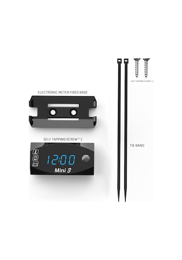 Lemestar 6v-30v Dc Led Voltmetre, Elektronik Saat Ve Termometre, Ip67 Su Geçirmez, Siyah, Kırmızı/mavi/yeşil Seçenekli