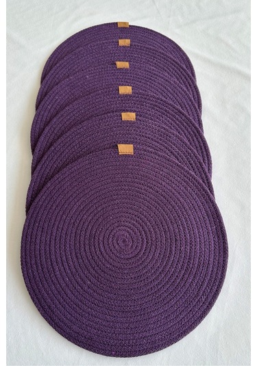 Yuvarlak Amerikan Servis Sofra Altlığı, Masa Dekoru Supla 33x33 6lı Mor