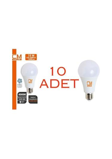 15w E27 Duy 4000k Gün Işığı Led Ev Ampulü 10'lu Paket