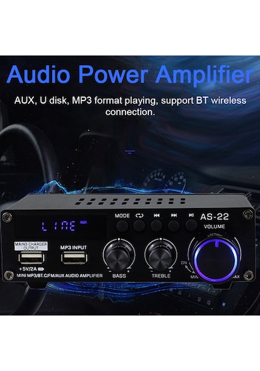 Padalink 12v Bluetooth Oto Ve Ev Amplifikatörü - 30w+30w Güç, Alüminyum Gövde, 20-20khz Frekans Aralığı, Avrupa Şarj Aleti Siyah