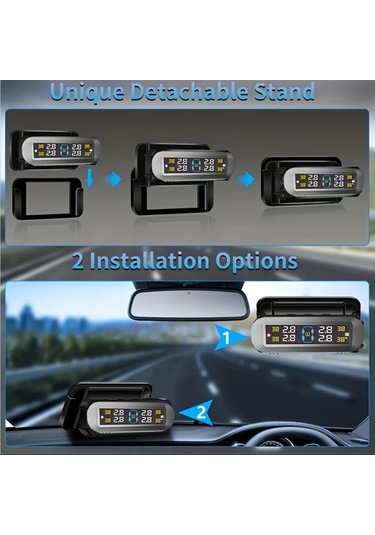 Boatshop1 Ynf Solar Kablosuz Lastik Basınç Monitörü Siyah 4 Sensörlü Gerçek Zamanlı Ekran Suv Mpv Sedan Gm 2025