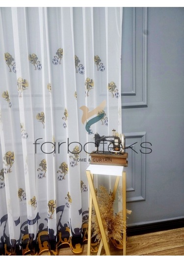 Tül Perde Fb Sarı Kanarya Fener Taraftar Sarı Lacivert 2kat Pileli Tül Perde Fb