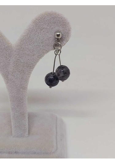 Doğaltaş Silver Çelik Küpe - Spektrolit Taşı Kiraz Serisi 55680 Çok Renkli