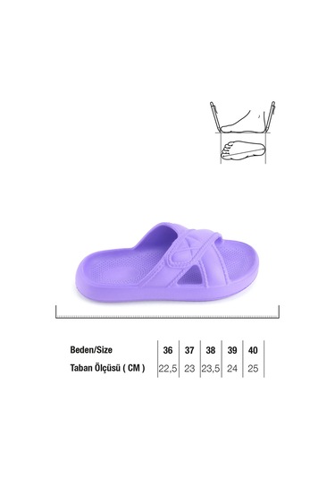 Gezer Kadın Yazlık Eva Islak Zemine Uygun Ev Bahçe Banyo Terlik Eflatun