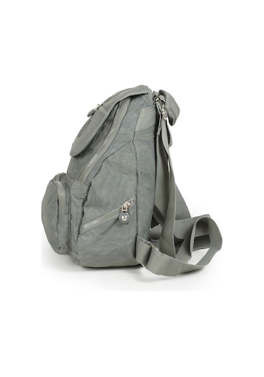 Küçük Boy Krinkıl / Klinkır Su Geçirmez Uzun Askılı Çok Gözlü Günlük Kadın Sırt Çantası Gri 12-4g Gri