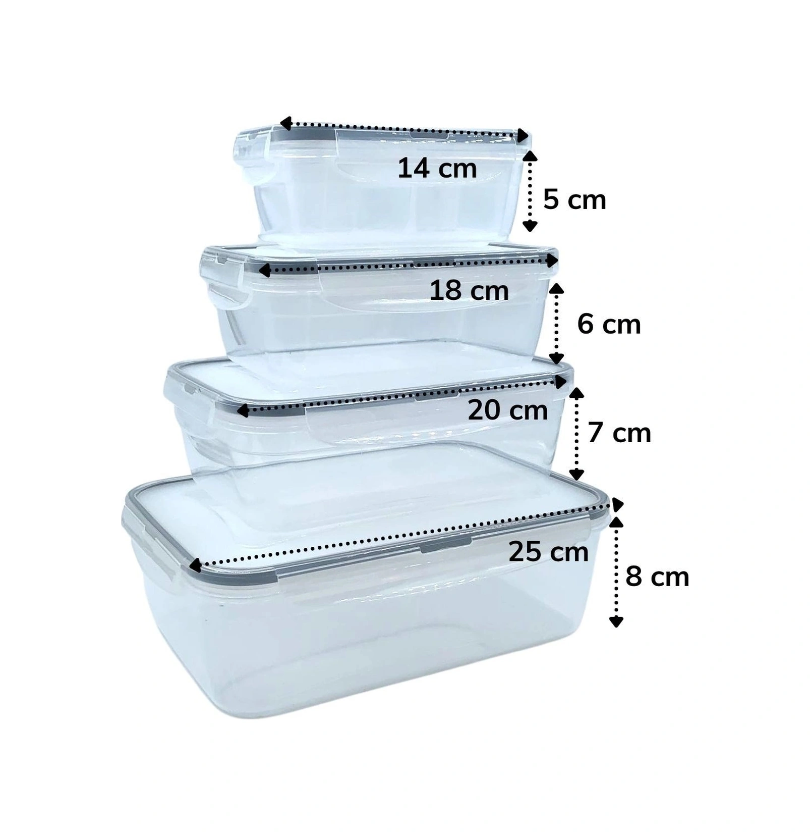 4&apos Lü İç İçe Sızdırmaz Contalı Kilitli Kapaklı Plastik Erzak Saklama Kapları Lc315