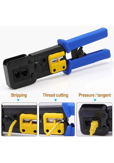 Ez Rj45 Rj11 Yeni Nesil Delikli Konnektör Pense 4445 Çakma Sıkma