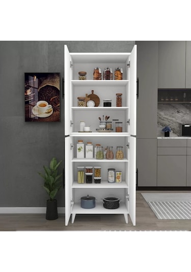 Reyo Home Enda 6 Raflı 4 Kapaklı Çok Amaçlı Dolap Beyaz
