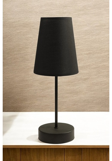 Modern Pil İle Çalışan Abajur Başlıklı Masa Lambası - Kablosuz Ay Siyah