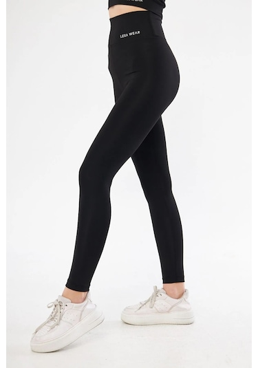 Lesa Wear Yüksek Bel Likralı Toparlayıcı Ve Sıkılaştırıcı Tayt Siyah