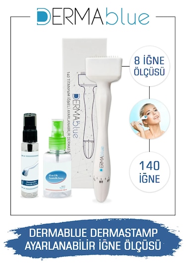 Dermablue Ayarlanabilir Dermastamp Titanyum 140 Iğneli Derma Stam