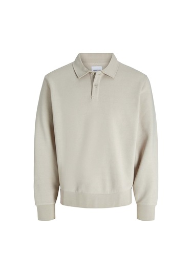Jack & Jones Bradley Erkek Bej Polo Sweatshirt 12278586-mbm Krem