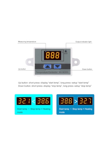 Lemestar Xh-3001 12v 120w Akıllı Sıcaklık Kontrolörü - Led Ekranlı, 0.1 C Hassasiyetli, Ters Bağlantı Korumalı, Ev Ve Endüstriyel Kullanım