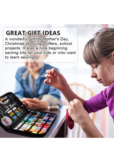 Vkemall 128 Parça El İşçiliği Dikiş Seti - Giysi Tamiri İçin İğne, İp, Makas Ve Aksesuarlar Paketi