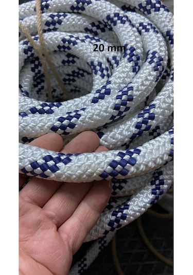 Molhalat 8 MM Iskota Halat 100 Metre-Parlak İpek Örgülü Polyester Halat-Tekne Halatı