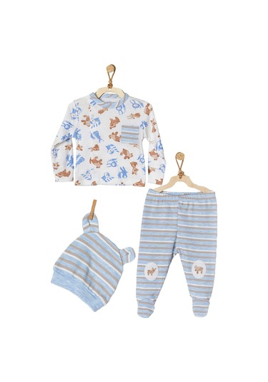 Dear_Enika Andywawa Erkek Bebek Sincap Desenli Mavi 3'Lü Takım Ac22321