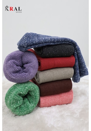 Kral Socks Termal Erkek Havlu Patik Çorap 4'lü Set 4 Çift Siyah