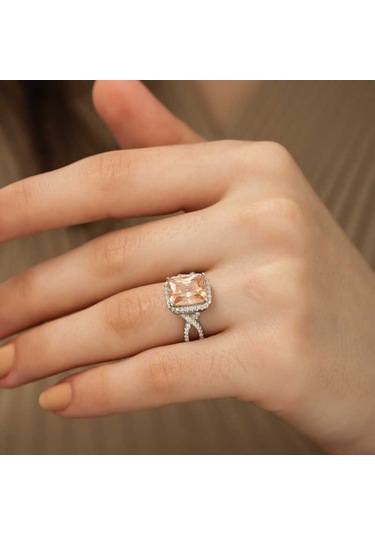 Gümüş Baget Kare Bayan Yüzük (551179913)