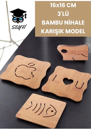 16x16 Cm 3'lü Bambu Nihale Karışık Model