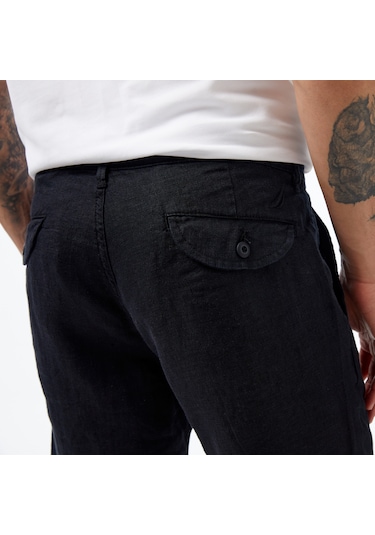 Nautica Erkek Siyah Slim Fit Keten Şort Düz B35214t Siyah