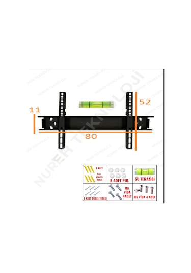 Sb-49/84 49 -84 Televizyon Sabit Askı Aparatı + Mini Su Terazisi