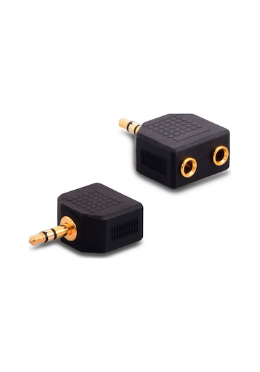 Stereo Çoklayıcı - 3.5 Mm - 1 Erkek - 2 Dişi - Gold