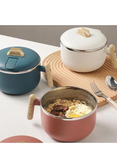 Skycity 304 Paslanmaz Çelik 1200 Ml Çorba Kasesi - Kapaklı, Su Drenajlı, Üniversite Yemeği, Salata Ve Atıştırmalık Depolama Kabı - Beyaz Beyaz