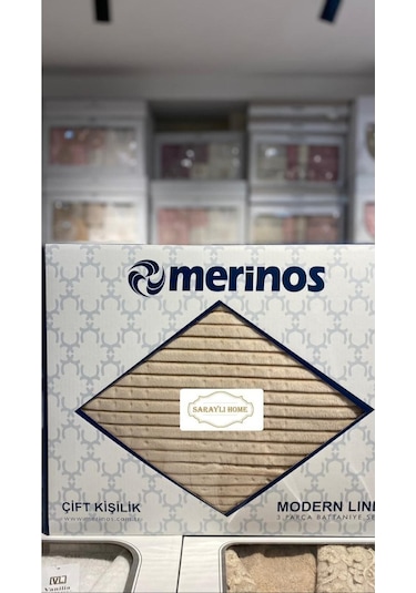 Saraylı Home Merinos Modern Line Yatak Örtüsü Krem