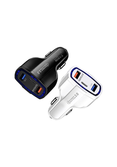 Ebitda Araba Şarj Adaptörü Pd Ve Çift Usb Üçlü Port Hızlı Şarj Cihazı 12-24v Araba Suv Siyah, Araba Şarj Cihazı