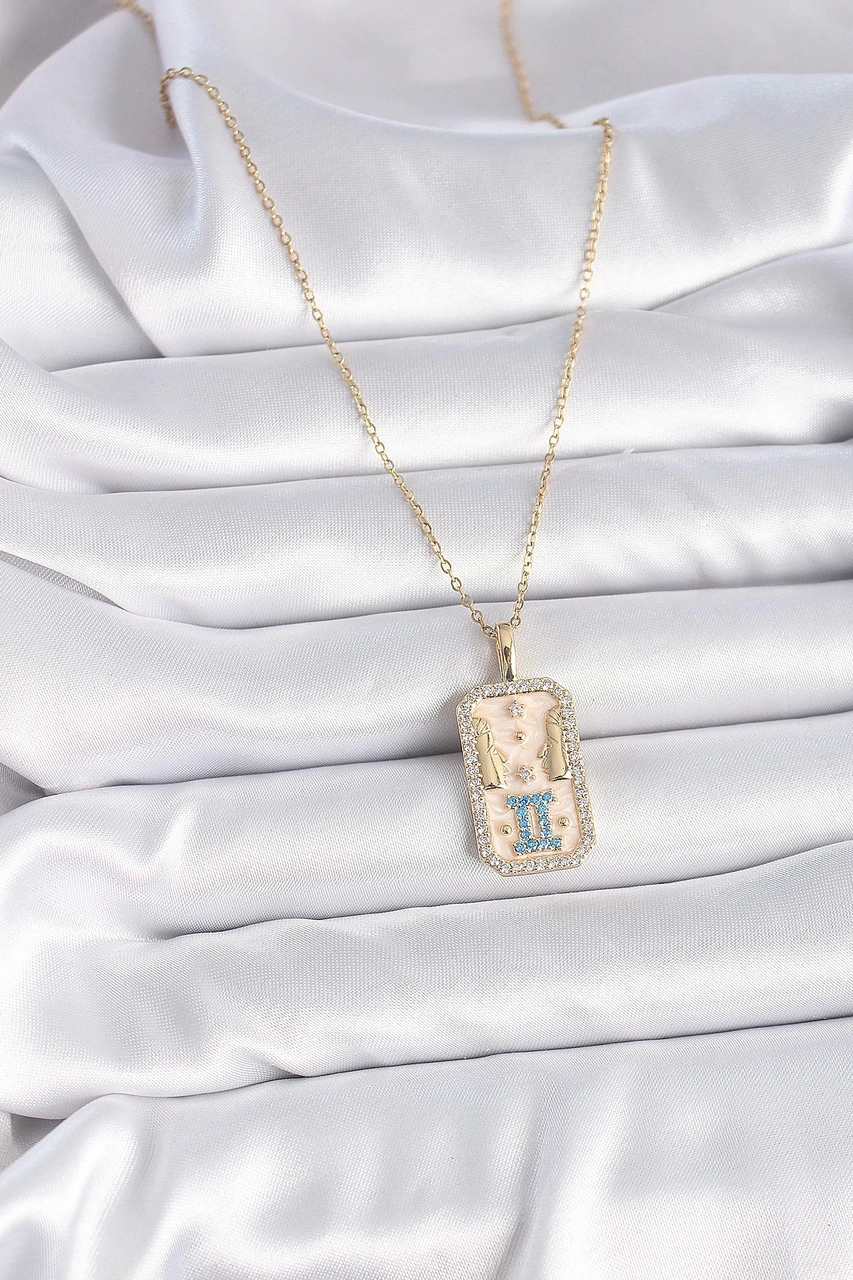 Dodes 316l Çelik Gold Renk Zincir İkizler Burcu Zirkon Taşlı Kadın Kolye Tg27bko9468 Çok renkli