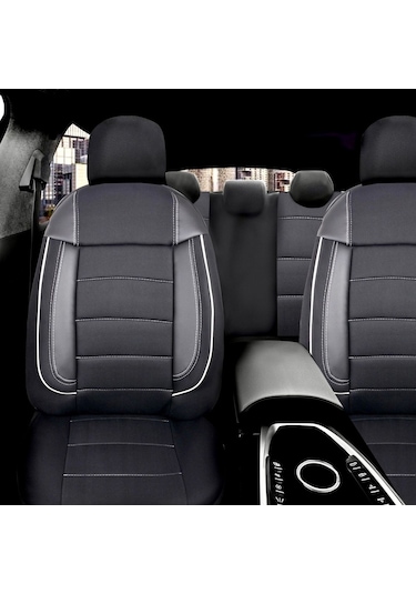 Dacia Sandero Araçlara Uyumlu Tam Takım Cover B Model Oto Koltuk Kılıfı Siyah-beyaz