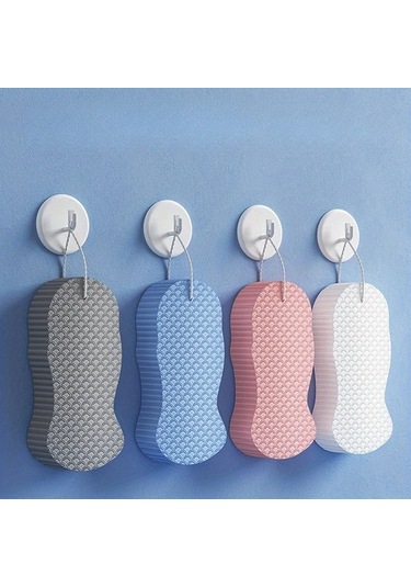 Fochsia Mavi 1/4 Adet Ultra Yumuşak Peeling Banyo Süngeri Yeniden Kullanılabilir Vücut Yıkama Mavi