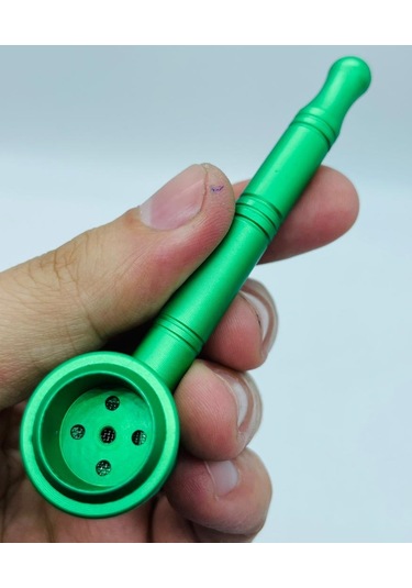 Metal Pipo Yeşil 2parça Süzgeçli Pipe //10cm
