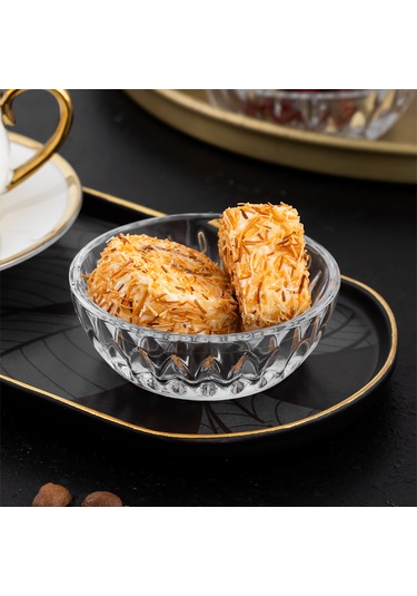 Porsima Elif 6lı Kahve Yanı Lokumluk Sunumluk Sosluk Cam Kase Set