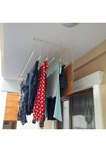 Güneş Asansörlü Çamaşır Askısı Çamaşırlık 4 Çubuklu 200 CM Gri