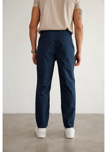 Braccas Erkek Armürlü Slim Fit Lacivert Pantolon Lacivert