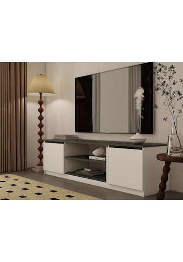 Bade Tv Ünitesi Koyu Gri Beyaz Koyu Gri