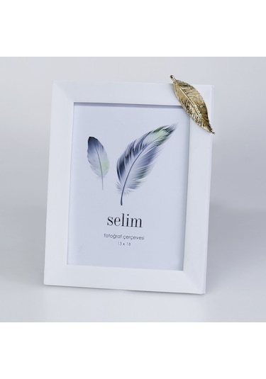 Selim 13 x 18 CM Yapraklı Çerçeve Beyaz Altın