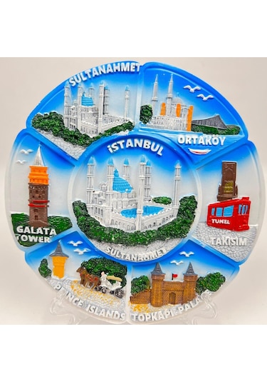 İstanbul Temalı Kabartmalı Dekoratif Tabak Masa Ve Duvar Dekoru 18 Cm